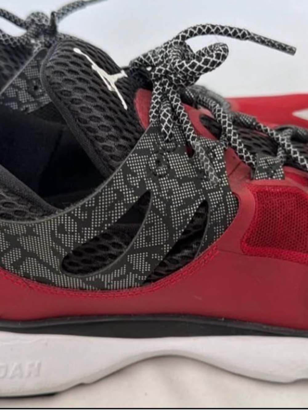 Jordan Women's Red and Black Mesh Athletic Shoe